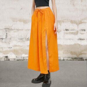 Abercrombie & Fitch Orange Midi A-Line Skirt with Pockets Size Small